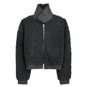 J.Crew Teddy Sherpa Bomber Short Jacket Black Medium NWT